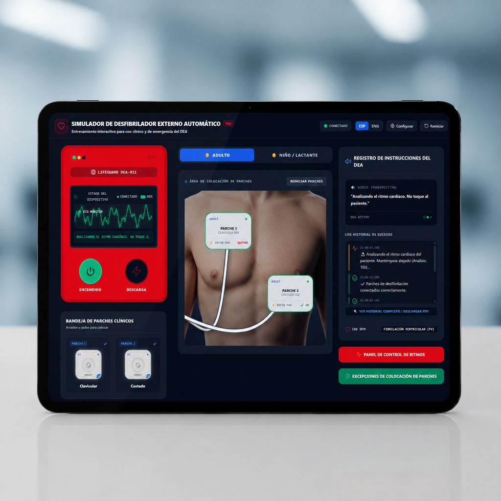 Simulador Virtual de DEA (Desfibrilador Externo Automático) Interactivo para Entrenamiento Médico