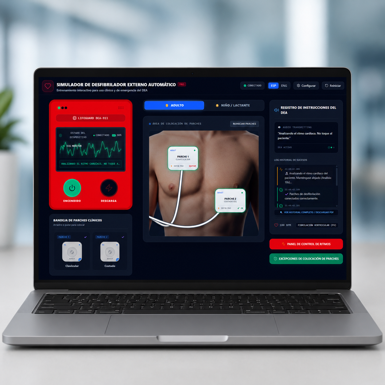 Simulador Virtual de DEA (Desfibrilador Externo Automático) Interactivo para Entrenamiento Médico