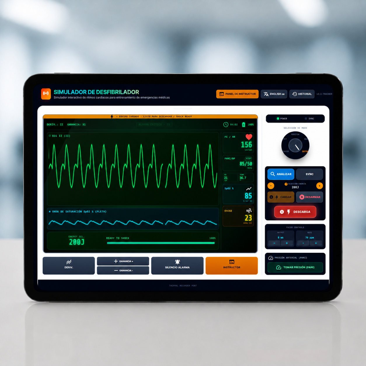 Simulador Virtual de Monitor/Desfibrilador Interactivo para Entrenamiento Médico