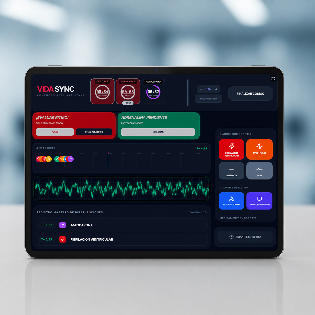 Simulador Virtual de Registro con Metrónomo para RCP Interactivo para Entrenamiento Médico